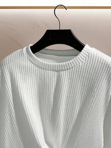 Franclia Áo thun nữ tay dài cài nút trang trí thiết kế dệt kim mềm mại màu trắng độc đáo thời trang mới - trắng - Xem 3