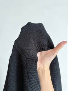 Sunspun Áo len dệt kim Raglan họa tiết gấu dễ thương thủ công cỡ lớn thoải mái cho nữ, thích hợp cho mùa xuân, mùa thu, mùa đông, mùa tựu trường - màu đen - Xem 8