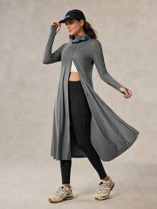 OutZeal SunProof UPF50+ Cooling Hooed Long-Length Sun Protection Jacket Women With Mask, Detachable Brim, Hat Hole - Dark Grey - View 6