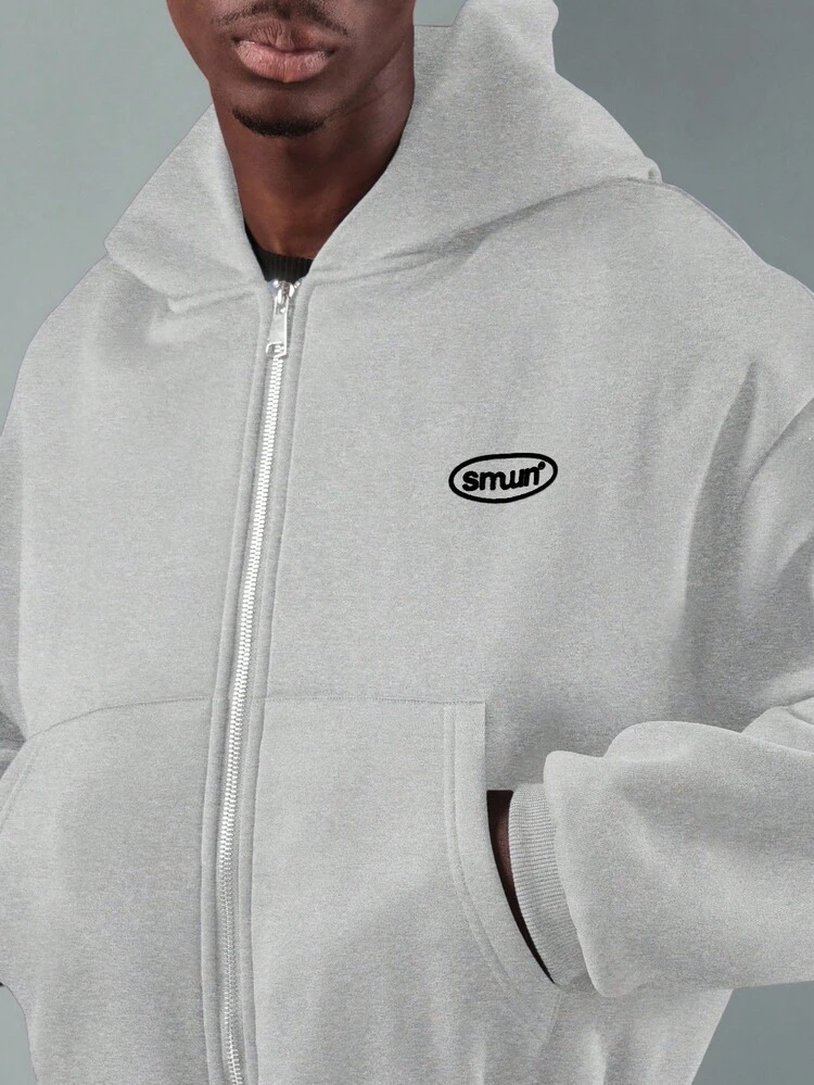 Oversized Zip Up Hoodie With Logo Detail
