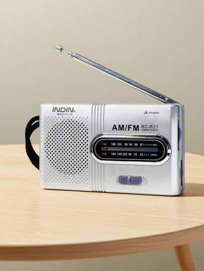 INDIN BC-R21 Radio cầm tay, AM/FM, 2AA Pin hoạt động với khả năng thu sóng tầm xa để sử dụng trong nhà, ngoài trời và khẩn cấp | Đài phát thanh có loa và giắc cắm tai nghe