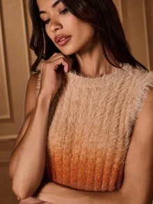 Lilora Women's Round Neck Knitted Vest,Beige,Autumn,Elegant,Brunch,Multi-Color Casual Richly Layered Old Money Chic Retro Vintage Boho Hippie 2000s Style - Multicolor - View 1