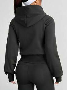 DAZY Women's Hooded Zip-Up Casual Slim Fit Thermal Lined Long Sleeve Sweatshirt Sweatshirt Jacket - Dark Grey - View 1