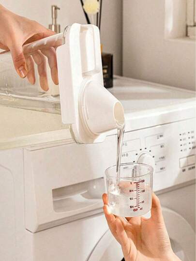 1PC 大容量塑料储物容器，用于洗衣粉、肥皂和液体，家庭厨房和浴室储物盒，防漏，易于倾倒，无需电源。，宿舍，和纸