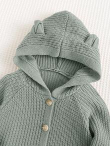Cozy Pixies Neonato Maschio Cardigan Casual Versatile con Cappuccio e Orecchie 3D a Maniche Lunghe per Autunno/Inverno