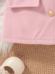 SHEIN 新款女童三件套秋冬优雅学院风公主裙装女婴商务装粉色格子女婴秋冬两件套女婴外套两件套幼儿女童可爱复古风格 - 玫紅色 - 查看 5