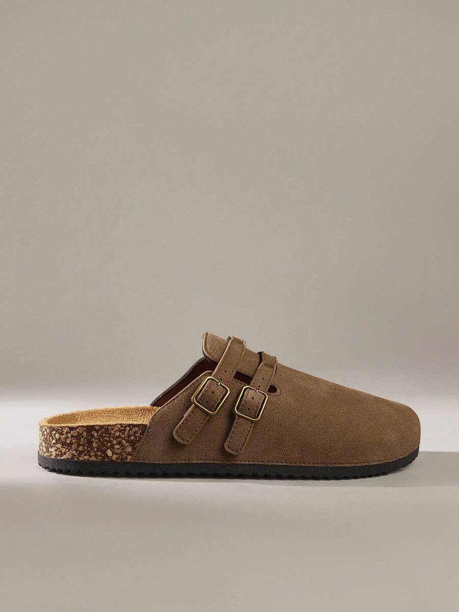 Solecia 女士厚底交叉带复古扣凉鞋，棕色，休闲度假风格 - 卡其色 - 查看 1