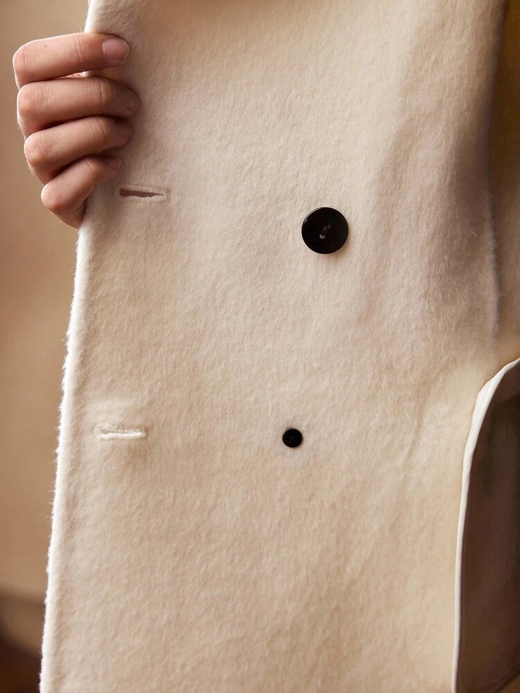 PLUS SIZE WOMEN WOOL DOUBLE-BREASTED OVERCOAT