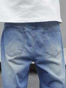 Manfinity EMRG Men's Pocket Distressed Wide Leg Loose Casual Jeans Ripped Baggy Jeans Men