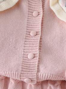 SHEIN 小女孩粉色公主风格开衫和针织裙两件套，秋冬 - 淺粉色 - 查看 5