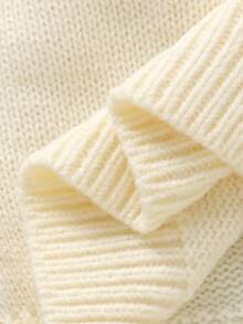 SHEIN Vintaside Kids 2件套女宝宝毛衣套装，紫色圆领3D蝴蝶结上衣+咖啡色喇叭裤，甜美时尚 - 紫色 - 查看 6