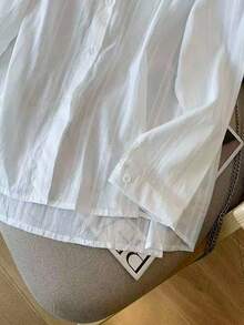 Resyla Neue Mode Loose Lässig Pferd Stickerei Einfache Textur Leichte Jacke Hemd für Frauen - Weiss - Übersicht 4