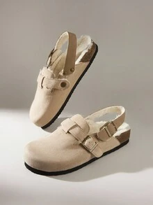 Solecia 女式厚底一脚蹬穆勒鞋，包头，秋季/春季 - 杏色 - 查看 3