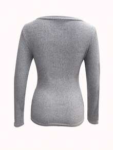 SHEIN Áo thun nữ tay dài cổ chữ V in họa tiết hiệp sĩ - Nhiều màu - Xem 2