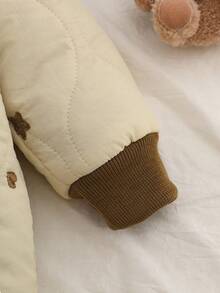 SHEIN Newborn Baby Boy Baby Girl Unisex Infant Winter Cute Heart & Star Embroidered Hooded Long Sleeve Jumpsuit With Plush Ear Hat, Suitable For Outdoor Play, Indoor Leisure, And Photo Shooting Baby Winter Coat Infant Winter Clothes Baby Bear Jacket Baby Bear Jumpsuit Jacket Unisex Baby Clothes Fall - Apricot - View 7