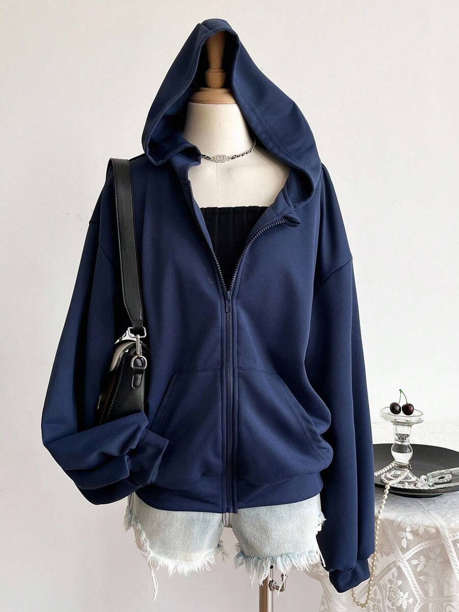 休闲宽松常规款运动衫连帽夹克适合青少年女孩返校运动衫