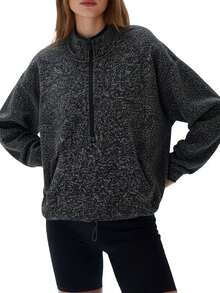 DKNY Women's Zip Up Sweatshirt Grey - Grey - View 1