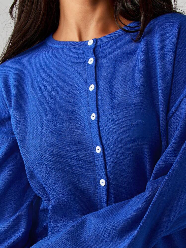 MISSGUIDED 長袖のボタンフロントニットカーディガン｜MISSGUIDED