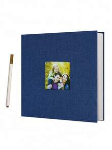 1pc Self-Adhesive Photo Album With Linen Cover, Contains 40 Blank Pages For Pictures In Sizes 3x5, 4x6, 5x7, 8x10, Comes With Metal Pen For DIY Gifts Birthday Graduation