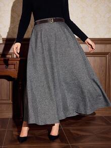 Vintamour Plus-Size Women's Retro Classic Elegant Half Skirt, Autumn And Winter Women's Half Skirt, Retro Half Skirt, Elegant Women's Clothing Modest Skirts Skirt Midi Elegant Skirt Aline Skirt Grey Skirt