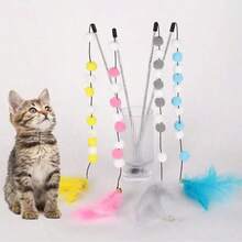Giocattoli per gatti, palline di lana, giocattoli interattivi con fettuccia, bastoncini, palline di peluche colorate con campanellino, accessori per animali domestici