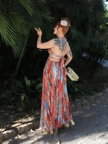 Gretanique BamGleam 新款春夏女款百搭休闲豹纹连衣裙，适合音乐节、复活节、纳什维尔、波西米亚风、生日、毕业典礼、日常穿着、度假、邮轮旅行、海滩、日光浴 - 彩色 - 查看 4