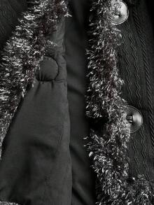 Sunspun Áo khoác có mũ trùm đầu tay dài, màu trơn, tối giản, giản dị, có dây rút, cỡ lớn, đệm ngực - màu đen - Xem 8