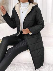 Editum Áo khoác nữ màu đen kẻ sọc, dáng lửng, đa năng, phù hợp mặc hàng ngày, mùa thu/đông. - màu đen - Xem 6