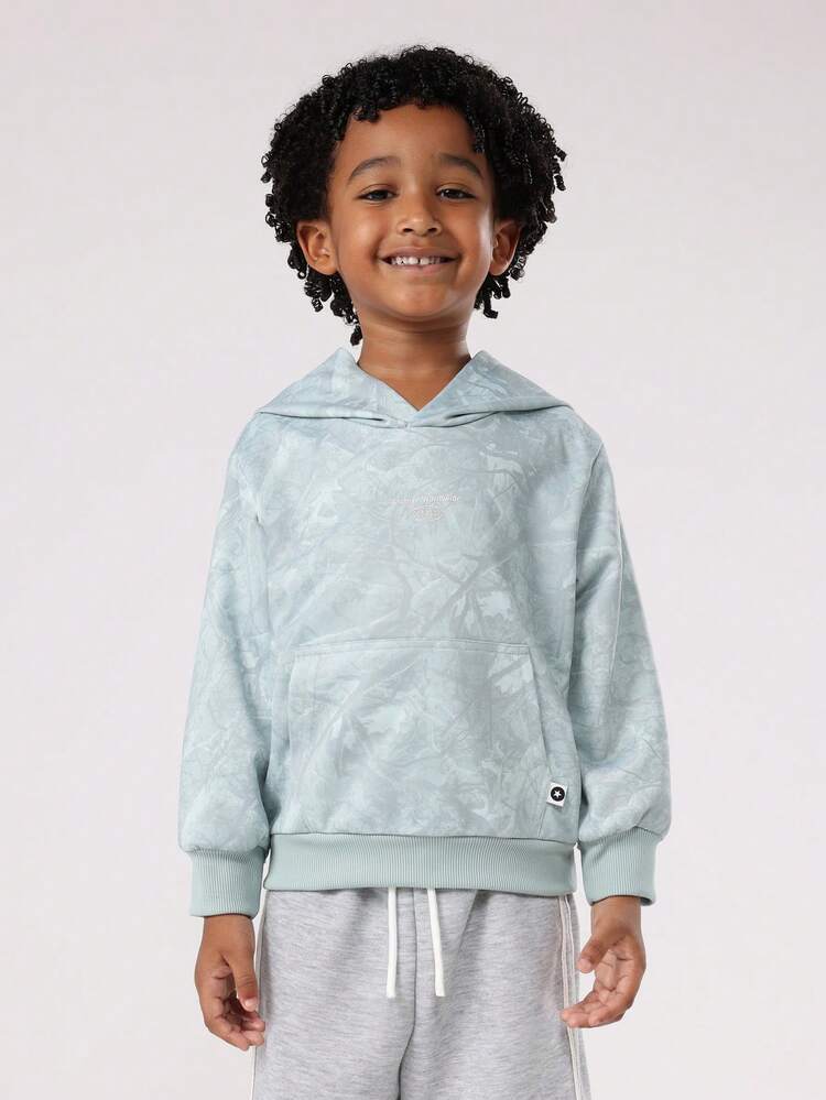 Marble Pattern Hoodie With Centre Pocket