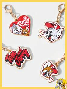 TOM & JERRY X SHEIN 1 Set Fashion Letter, Cartoon & Heart Pattern Keychains