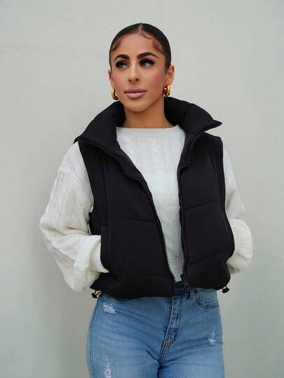 SAYEHFBABY Winter Zip Up Double Face Snap Button Corduroy Drawstring Vest Coat