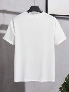 Manfinity Homme Camiseta masculina slim fit com gola redonda e estampa de letras em inglês Future Dream - Branco - Ver 2