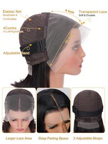 13x4 Transparent Lace Front Bob Wig Human Hair 180% Density Straight Pre Plucked Natural Hairline Install For Women Natural Color - 9AM Hair Sport Vacation Travel Festival Prom Outdoor Cosplay Campus School Beach Wedding Camping Holiday Outfits Summer Outfits Vacay Vibes Charm Elegant Casual Y2k Fashion Styles Ss25 Breathable Cap Heat - SNatural - View 6