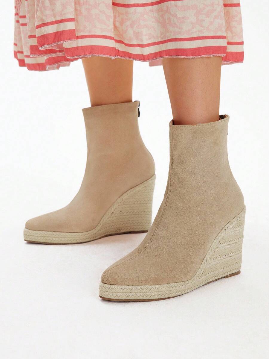 Styleloop Botas de tobillo con cuña versátiles y casuales para mujer - Albaricoque - Ver 1