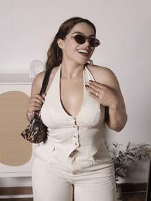 Lupita Cardoza 2 件套吊带背心和休闲直筒裤 - 米色 - 查看 6