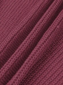 EMERY ROSE Plus Size Women Loose Casual Drop Shoulder Lantern Sleeve Knitted Cardigan, Black Jacquard Pattern, Mid-Length, Versatile Daily Wear - Red Violet - View 3