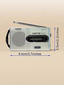 INDIN BC-R21 Portable Radio ,AM/FM, 2AA Battery Operated With Long Range Reception For Indoor, Outdoor & Emergency Use | Radio With Speaker & Headphone Jack - Silver - View 6