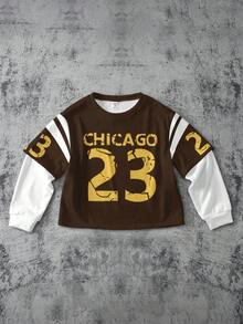 SHEIN CHICAGO, 23, MARRON, Sweat-shirt-shirt ample à manches longues style minimaliste casual pour garçon préadolescent, convient pour l'automne/l'hiver - Multicolore - Voir 2