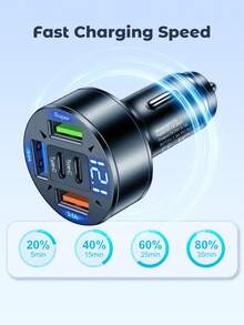 100W 3USB 2Type-C Car Charger Fast Charging PD QC3.0 USB C Car Phone Charger Type C Adapter In Car Compatible With Iphone - Black - View 3