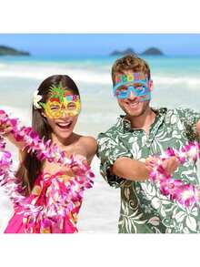16pcs Set Of Beach And Pool Party Glasses Decorations, Bulk Summer Hawaiian Paper Sunglasses, Hawaiian Sunglasses Frames, Tropical Pool Props, Photo Booth Accessories, Perfect For Hawaiian Beach Party Gifts And Birthday Decoration Supplies.