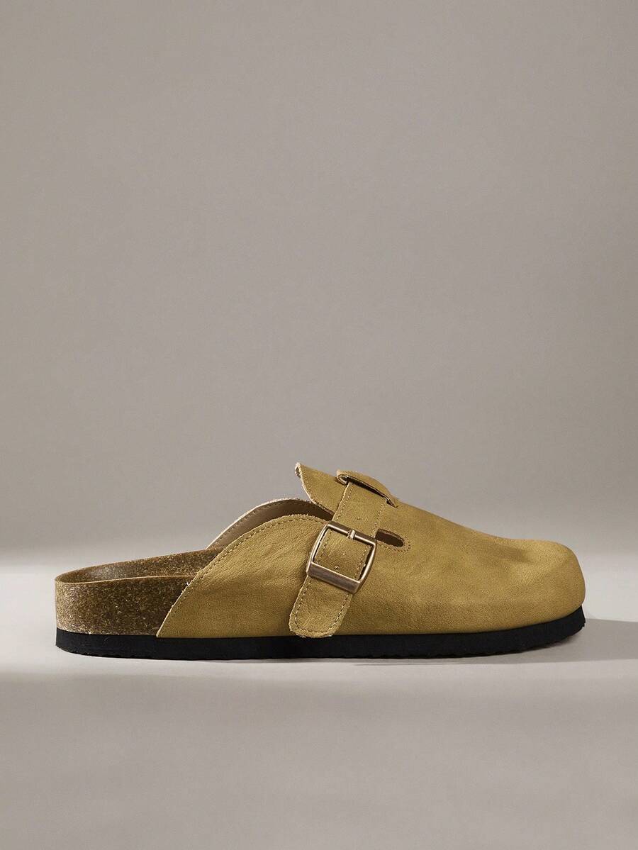 Solecia 女式厚底一脚蹬穆勒鞋,带封闭式鞋头,春秋新品 - 卡其色 - 查看 1