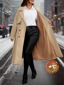 SHEIN Clasi Plus Size Casual Double-Breasted Trench Coat, Plush Lining, Autumn/Winter,Camel,Comfortable And Warm From The Cold,Comfortable And Warm From The Cold,2025 New,Plus Size Women Long Sleeve Pockets Casual Coat,Fall Women Clothes, Winter Clothes For Women,Vintage,Going Out Outfits,Fall Outfits,Trench Coat,Winter For Women,Fall Clothes Plus Size, Office Outfits For Women,Fall Outfits For Women,Classy Outfits For Women,Women's Fall Clothes,Office,Halloween,Halloween Costumes,Halloween Clothes,Halloween Clothes Women,Fall Tops,Old Money Style Women,Fall Clothes For Women,Winter Clothes For Women,Women's Winter Coat,Women's Winter Coat,2025 New - Camel - View 10