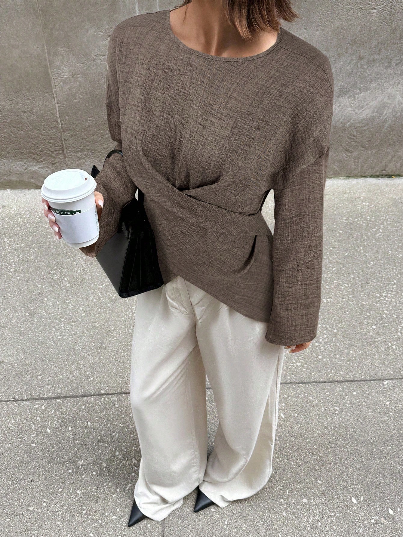 Siren Gaze قميص كاجوال للنساء بياقة مستديرة وأكمام...