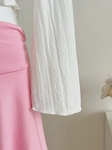 Sweetra Young Teen GirlElegant Jacquard Knit Turtleneck Flare Sleeve T-Shirt, Soft & Comfortable, Autumn/Winter Fall