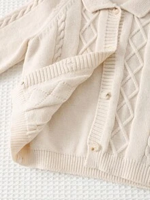 Cozy Pixies Baby Boy Cable Knit Collar Cardigan Fall Winter
