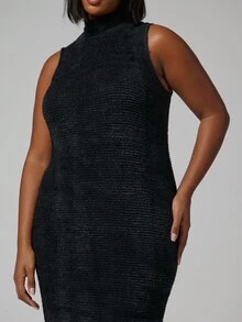 MUSERA Robe longue moulante à col montant sans manches grande taille pour les sorties en automne, hiver, période des fêtes et vacances