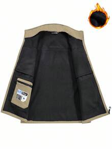 Manfinity Homme Men's Thermal Lined Sleeveless Outdoor Vest For Hiking, Fishing, Running, Fall Winter