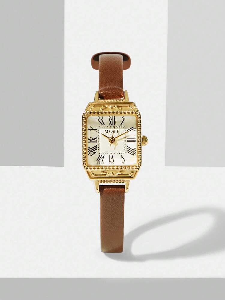 MONTRE FEMME À CHIFFRES ROMAINS DORÉS GRAVÉS