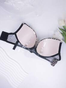 SHEIN 1pc Leopard Print Adjustable Underwire Bra - Multicolor - View 2