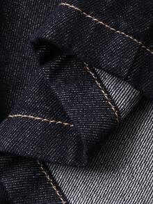 DAZY Women's Stand Collar Belted Loose Urban Casual Denim Jacket And Coat Fall/Winter - Dark Wash - View 7